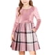 thumbnail image 1 of Vestidos para niñas, manga larga, terciopelo, cuadros, patchwork, vestido de fiesta con bolsillos, top para niñas, 1 of 6