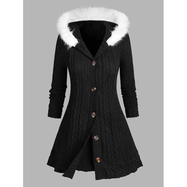 Cárdigan Talla Extra Tejido Capucha Fuzzy Rosegal Cárdigans de talla grande