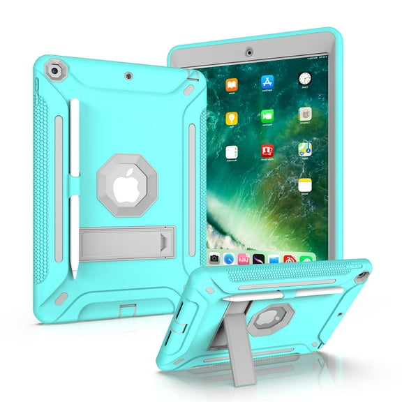 iPad Air 3 Case, iPad Pro 10.5 Case 2019/2017, Dual Layer Shockproof Lightweight Hybrid Rugged Kickstand Protective Cover with Pencil Holder, Mint/Gray