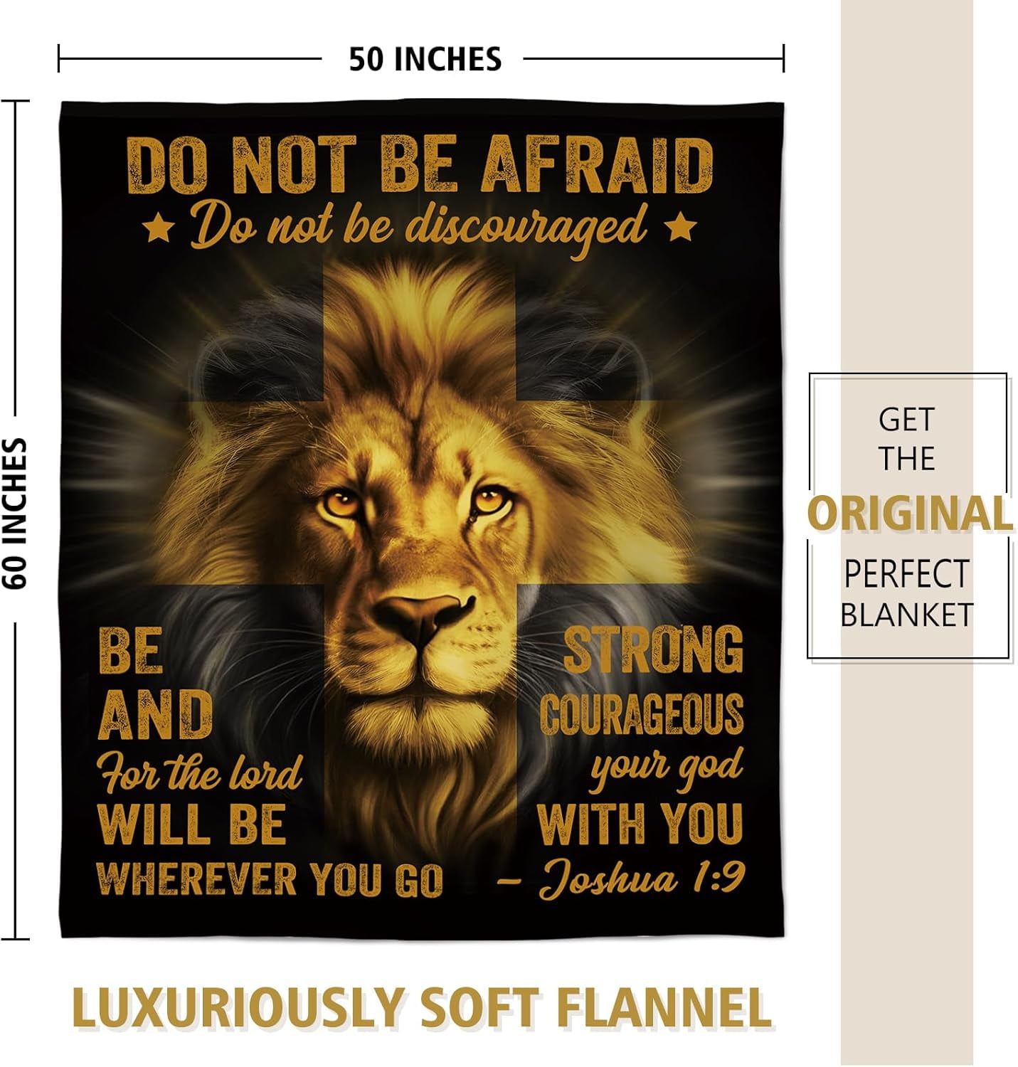 Christian Gifts for Men, Blanket Printed with Lion & Bible Verse, Religious, Christmas, Birthday Gifts for Men, Teen Boys, Catholic, Spiritual, Baptism Gift, Soft Throw Blanket