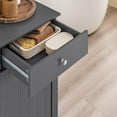 thumbnail image 6 of XiHuaZhaoChen Slim Short Laundry Cabinet with Hidden Hamper Bathroom Freestanding Chest Unit with Narrow Sliding Drawer Bath Tilt-Out Basket, Grey, 6 of 9