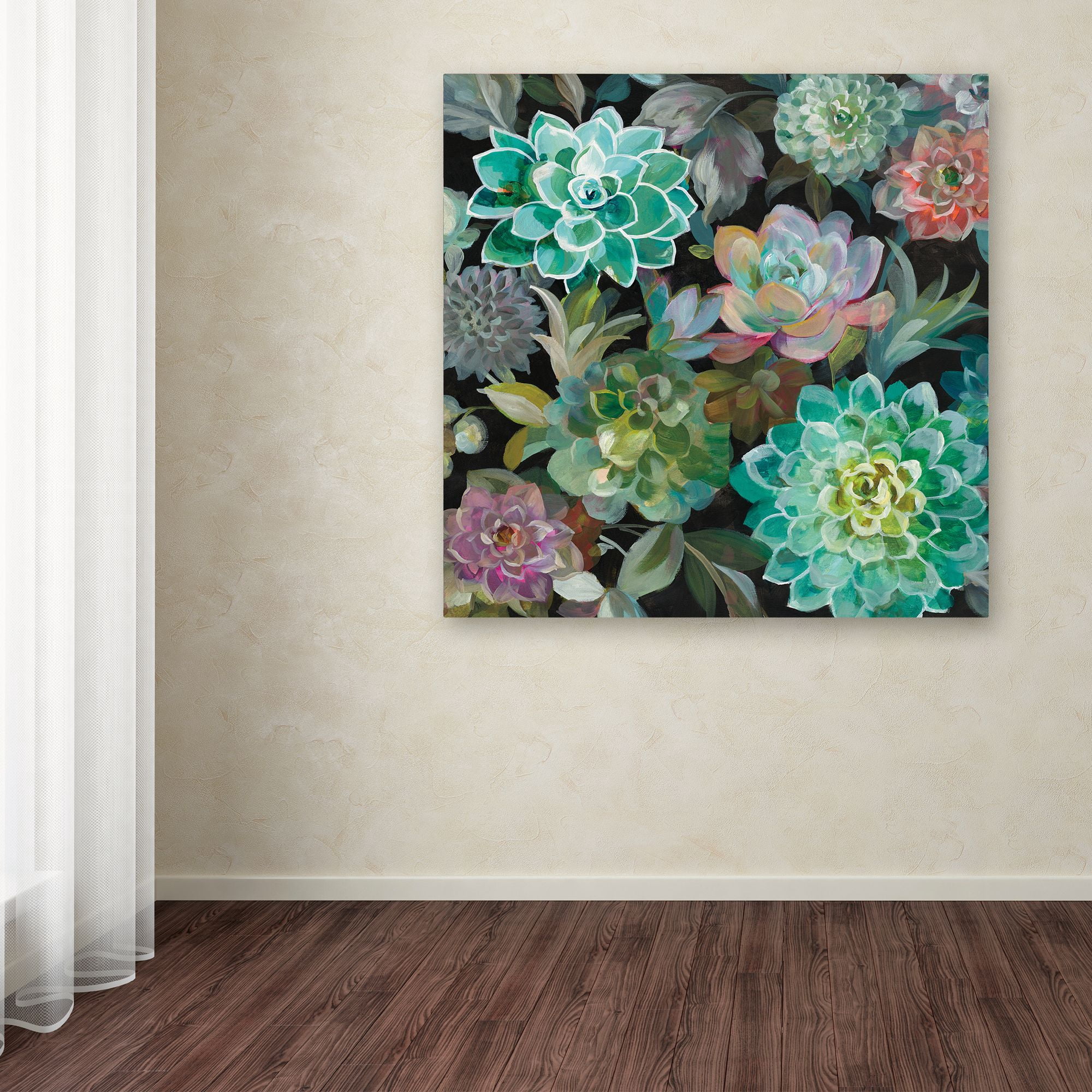 Trademark Fine Art 'Floral Succulents v2 Crop' Canvas Art by Danhui Nai