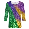 thumbnail image 3 of DDAPJ pyju Mardi Gras Cute Tops for Women 3/4 Sleeve Mask Graphic Tees Novelty Holiday T-shirts Tuesday Carnival Party Blouses Multicolor XXXL, 3 of 5
