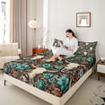 thumbnail image 4 of Castle Fairy Bull Skull Full Size Sheets 4-Piece for Boys Girls,Chic Floral Flower Breathable Bed Sheets,Bohemian Theme Lightweight Sheet Sets,Lightweight Room Decor, 4 of 7