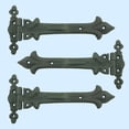 thumbnail image 2 of Renovators Supply Black Wrought Iron Strap Hinge 9 in Southern Charm Style Spear Tip Flush Mount Heavy Duty Strap Gate and Door Hinges w/Hardware Pack of 3, 2 of 10