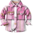 thumbnail image 2 of Ougyinr Toddler Kids Plaid Flannel Shirts Jacket for Boys Girls Long Sleeve Lapel Button Down  Fall Top Outerwear for Kids, 2 of 6