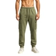 thumbnail image 2 of Men's Fleece Multi Pocket Sweatpants Loose Fit Cuffed Ankle Casual Joggers with Drawstring Elastic Waist Solid Color Lounge Trousers for Winter, 2 of 7