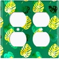 thumbnail image 3 of Metal Light Switch Plate Cover Tropical Jungle Palm Leaves Yellow Green JGL005, 3 of 13