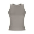 thumbnail image 5 of Wyobmus Summer Tank Tops for Women 2025 Ribbed Knit Sleeveless Tanks Slim Fit Round Neck Shirts Casual Basic Tops Gray, 5 of 7