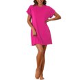 thumbnail image 2 of INSPIRE CHIC Women's Nightgown Sleep Dress Short Sleeve Crew Neck Soft Night Dress with Pockets XL Rose Pink, 2 of 5