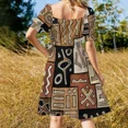 thumbnail image 4 of African ethnic print Sleeveless Dress evening dress chic and elegant evening dress purple Women's summer suit, 4 of 7