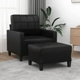 thumbnail image 2 of vidaXL Sofa Chair with Footstool Black Couch 30.7"x30.3"x31.5"/78"x30.3"x31.5", 2 of 16