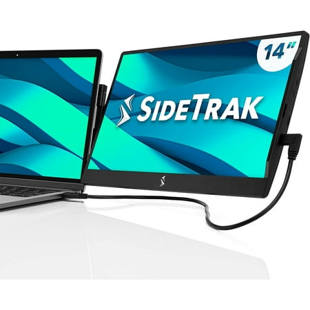 UPC: 0810965033988 | SideTrak Swivel 14 Attachable Portable Laptop Monitor FHD IPS USB Laptop Dual Screen with Kickstand | Mac PC & Chrome Compatible | Fits All Laptop Sizes | USB-C or Mini HDMI Powered (Black)