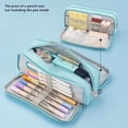 thumbnail image 4 of Japanese & Korean Style Multi-layer Cloth Pencil Case - 2pcs, High-quality Fabric, Multifunctional Storage for Pencils, Erasers, Cards & Notes, Ideal for Students and Office Use,Sky Blue, 4 of 4