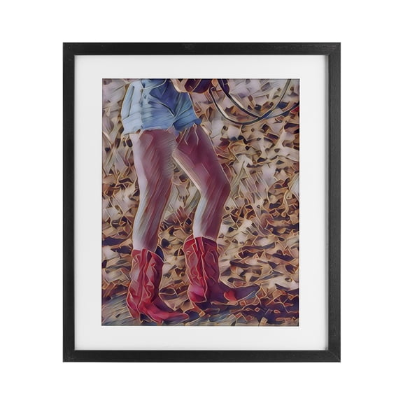 Rancher Gal Cowgirl Black Framed Print Under Glass, design by Jesse Keith