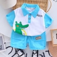thumbnail image 4 of Toddler Boy Outfits Baby Boys 2PCS Shorts Set Kids Spring Summer Cotton Letter Print Short-sleeved Beach 12 18 24 Month 3T 4T 5T T-Shirt with T shirt Tops+Elastic Waist 2-Piece, 4 of 6