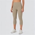 thumbnail image 6 of Wensltd Women's Capri Length Yoga Pants Solid Soft Stretchy High Waist Side Pocket Daily Pants, 6 of 8