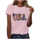 thumbnail image 1 of Tops de Ajuste Suelto para las Mujeres Sudadera Casual Impresa Manga Corta Cuello Redondo Superior, Poliéster, 1 of 7