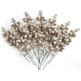 thumbnail image 4 of 16 Pieces Artificial Glitter Berries Stems, 9Inch Frosted Christmas Picks Berry Sprays Twig Glitter Holly Berry Branches for Xmas Tree Fillers Ornaments, Wreath, Crafts, Home Holiday Decor (Champagne), 4 of 8