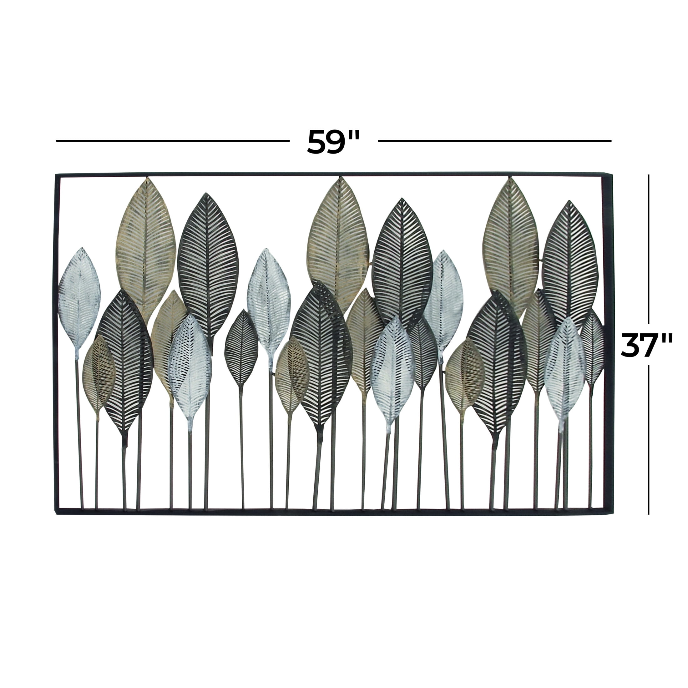 DecMode Bronze Metal Tall Cut-Out Leaf Wall Decor with Intricate Laser Cut Designs