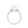 thumbnail image 2 of Angara Freshwater Cultured Pearl Collar Ring with Diamonds in 14K White Gold for Women | June Birthstone Jewelry for Her, 2 of 8