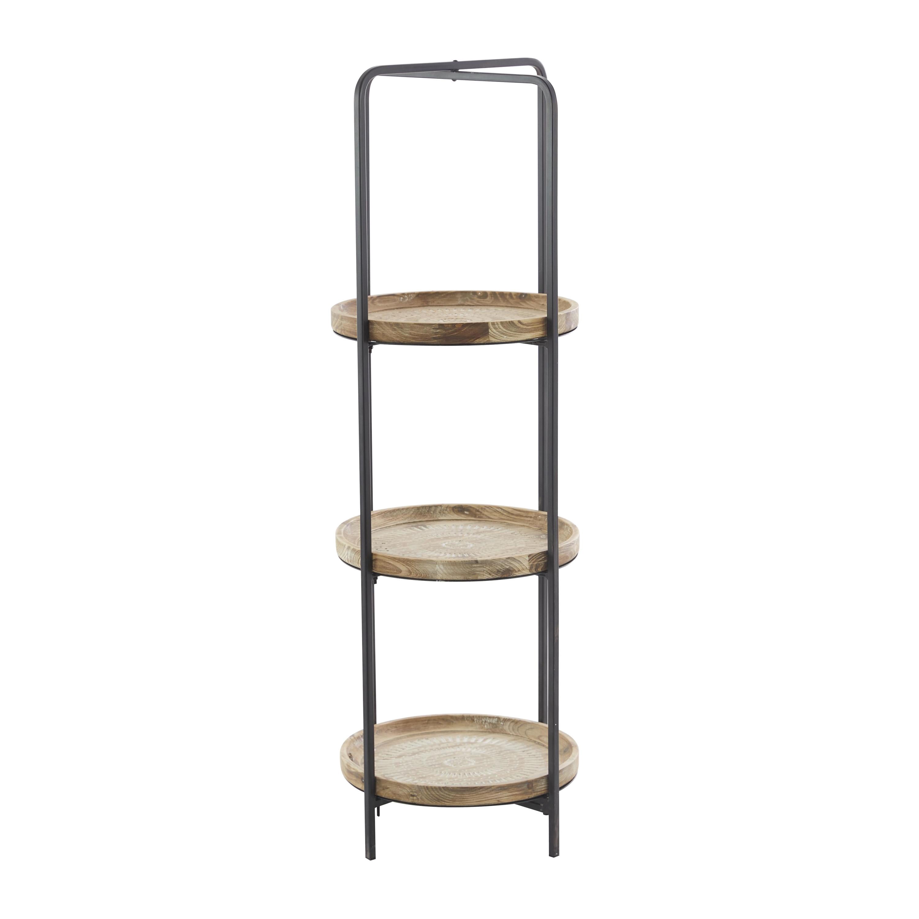 DecMode 15" x 43" Brown Wood 3-Tier Shelving Unit, 1-Piece