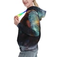 thumbnail image 2 of Uemuo Colorful Ink Style Dragon Pattern Women's Hoodie with Eye-catching Drawstrings- Casual Pullover Hoodie with Kangaroo Pocket, Stylish Hooded Sweatshirt-Medium, 2 of 7