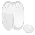 thumbnail image 1 of Cesta de lavandería de malla Uxcell con bolsillo lateral - Cesto plegable para viajes y residencias estudiantiles - Blanco, 1 of 6