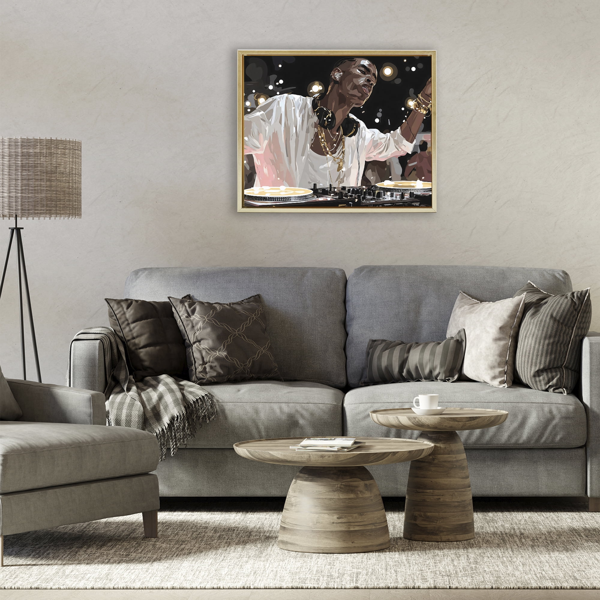 Stupell Industries Music In His Soul Gold Framed Floater Canvas Wall Art, design by Franklyn Gregory