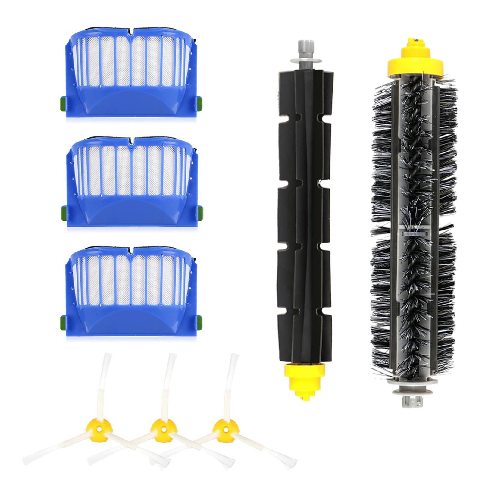 4 High-Efficiency Filters, 6 Edge-Sweeping Brushes, 1 Castor Wheel, 1 Cleaning Tool and 1 Set Multi-Surface Rubber Brushes Replenishment Replacement Parts for iRobot Roomba i7 and i7