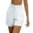 thumbnail image 3 of UVEASISHA Linen Shorts for Women Drawstring High Waisted Lightweight Shorts Summer Beach Vacation Short Pants with Pockets White XXL, 3 of 9