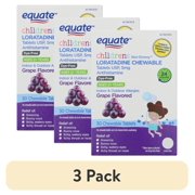 (3 pack) Equate Children's Non-Drowsy Loratadine Antihistamine Chewable Tablets, Grape Flavor, 5 mg, 30 Count