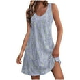 thumbnail image 1 of Birdeem Robes pour Femmes Robe d'Été Confortable Mode avec Poches Imprimées Sans Manches Col en V, 1 of 12