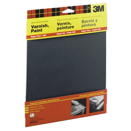3M 11 in. L x 9 in. W 400 Grit Very Fine Silicon Carbide Sandpaper 5 pk