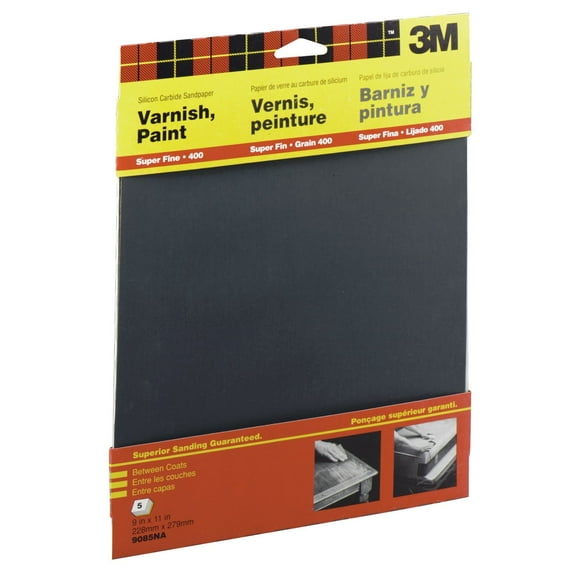 3M 11 in. L x 9 in. W 400 Grit Very Fine Silicon Carbide Sandpaper 5 pk