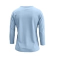 thumbnail image 5 of Arlun Womens 3/4 Length Sleeve Tight Tops Crew Neck Casual Slim Fit T-Shirts Solid Color Basic Tees Stretchy Soft Comfortable Trendy Summer Going out Top for Daily Wear 1-Sky Blue XL, 5 of 6