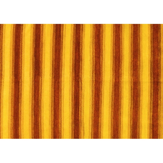 Ahgly Company Machine Washable Indoor Rectangle Abstract Yellow Modern Area Rugs, 6' x 9'