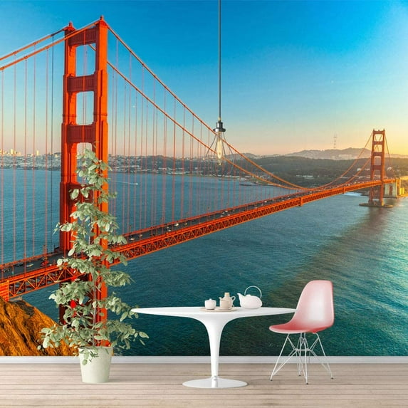 Idea4wall 6pcs Brooklyn Bridge Peel and Stick Wallpaper Removable Wall Murals Large Wall Stickers for Home Decoration, 100"x24"