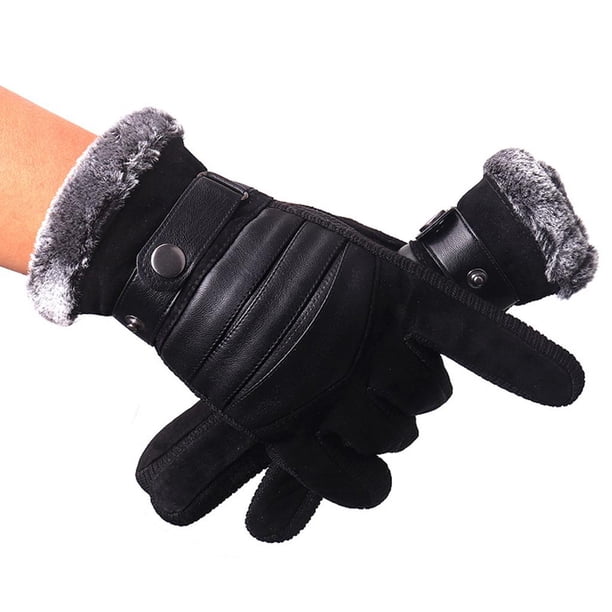 Guantes de nieve a prueba de viento Guante de esquí Antideslizante Calor ajustable Mantener Snowboard de cuero A 6D Negro Cola Guantes de snowboard