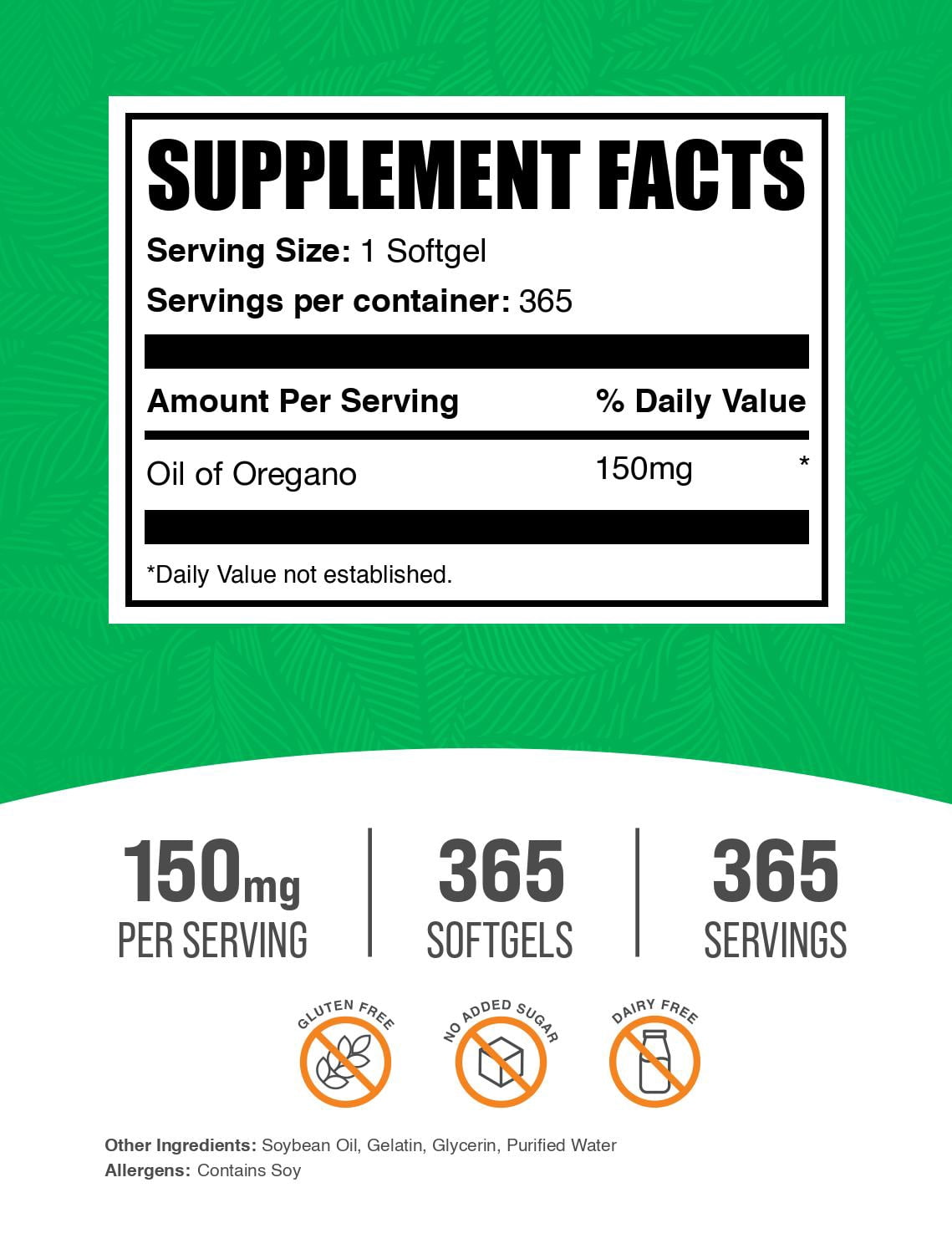 BulkSupplements Oil of Oregano Softgels - Gluten Free, (365 Softgels)