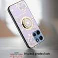 thumbnail image 3 of For Motorola Moto G 5G 2025 SPLENDID Diamond Glitter Ornaments Engraving Case Cover - Good Luck Floral Purple, 3 of 3
