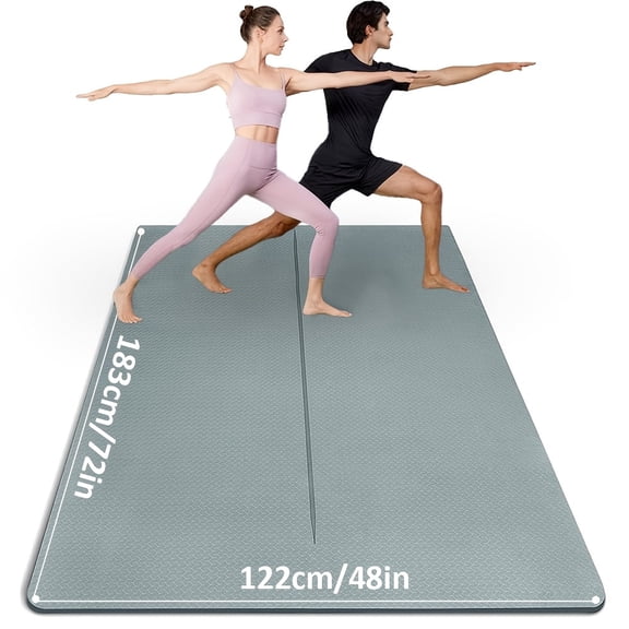 6' x 4' Large 1/3 Inch Extra Thick Double-Sided Non Slip Professional TPE Yoga Mats for Women Men, 24 Sq.Ft Exercise Mat for Yoga, Pilates and Home Workout (Gray）