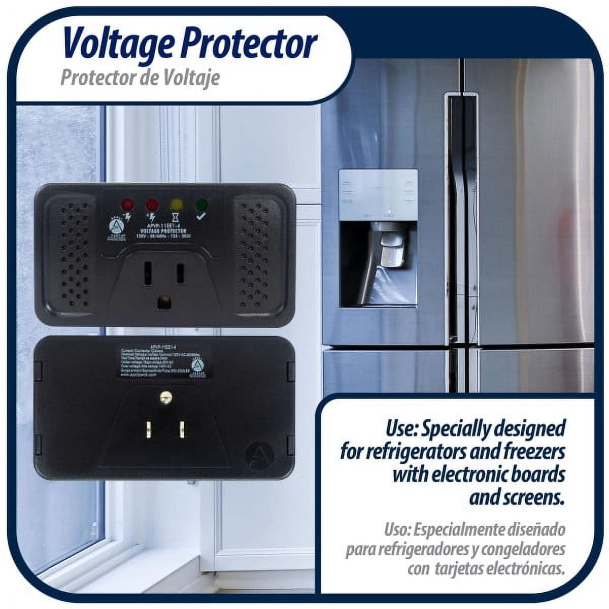 Appli Parts APVP-11EE1-4 120 V Voltage Surge Protector for Refrigerators with Electronic Boards, 50/60 Hz, 12 A, 303 joules, regulator with time delay works with all electronic appliance brands