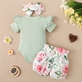 thumbnail image 4 of Newborn Baby Girl Auntie's Bestie Outfits Short Sleeve Romper Floral Shorts Summer Clothing Set 0-18M, 4 of 10