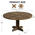 thumbnail image 3 of 47 Inch Round Dining Table for 4-6 People, Round Kitchen Table with Wooden Base & Adjustable Foot Pads, Circle Farmhouse Dining Room Table for Kitchen, Dining Room(Table Only), 3 of 7