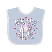 Inktastic Happy 4th- Fourth of July Firework Boys or Girls Baby Bib