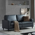 thumbnail image 2 of Canddidliike Modern PU Leather Upholstered Sofa, Solid Wood Frame Comfortable Love Seats - Black, 2 of 10
