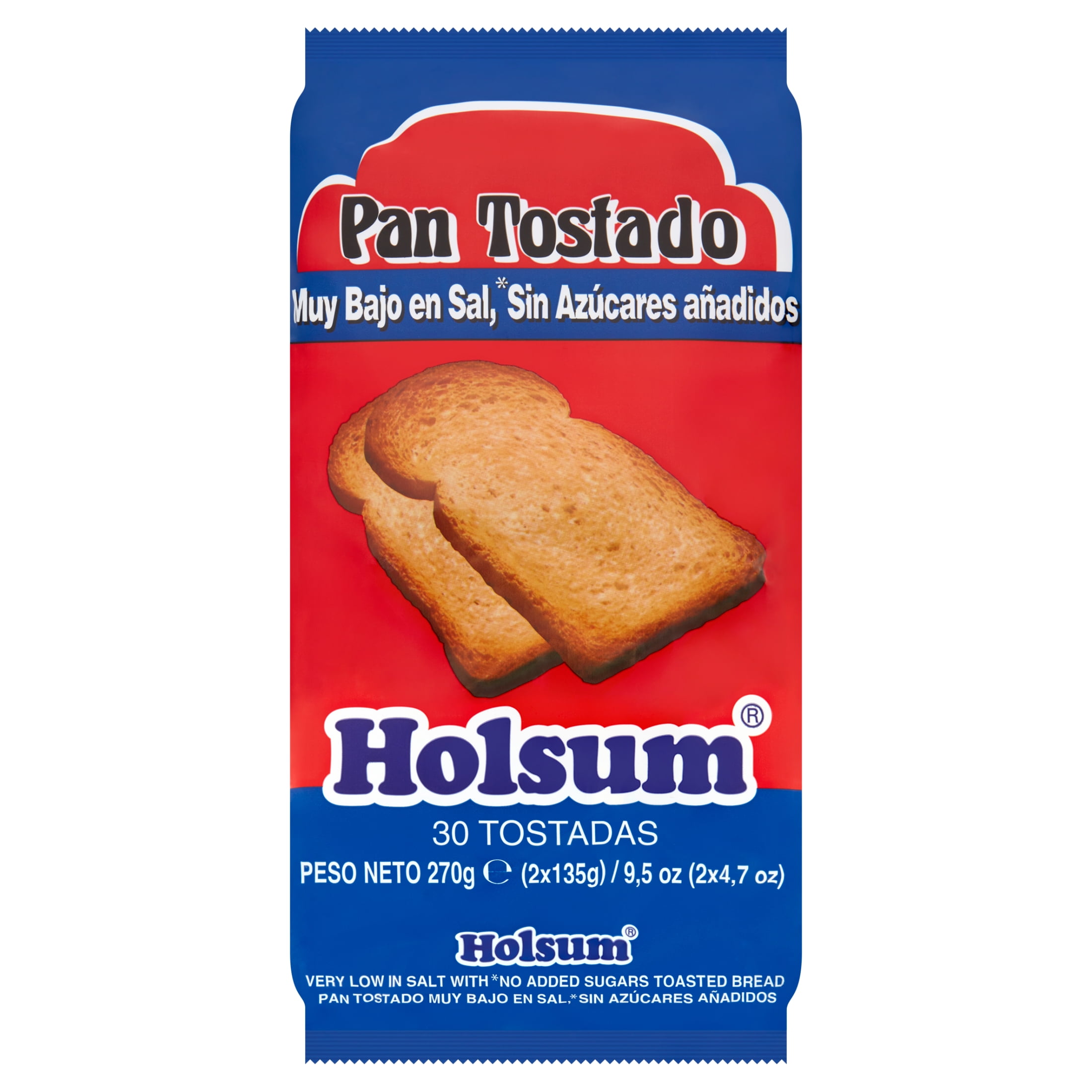 (2 pack) Holsum, Toasted Bread Regular Size, 9.5 oz, 30 Count, Low Sodium, Egg Free, Shelf Stable
