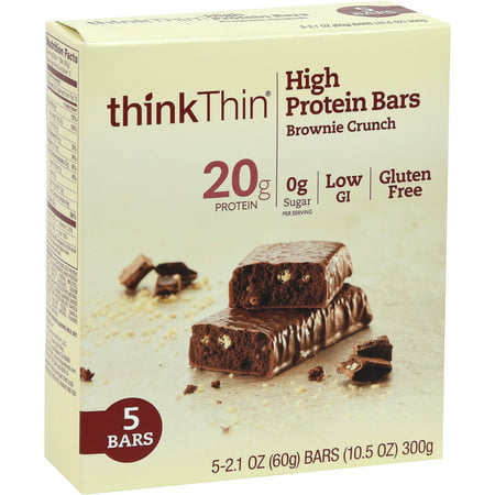 thinkThin Brownie Crunch Barres hyperprotidiques, 5 Nombre, 10,5 oz