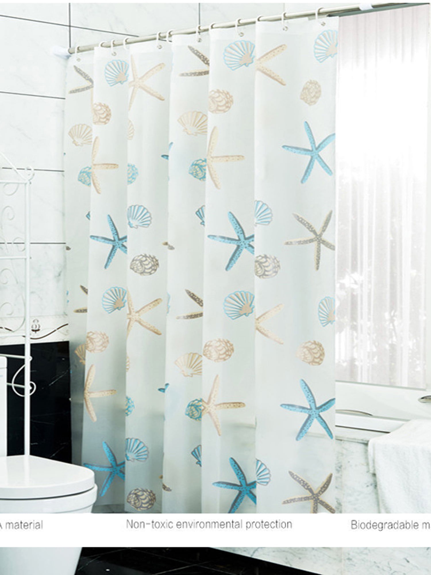 Topcobe PEVA Waterproof Shower Curtains Liners with Antirust Copper